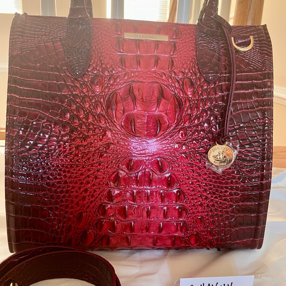 Like New! 🌹EUC Brahmin Caroline Satchel Rose Ombre Melbourne Leather🌹